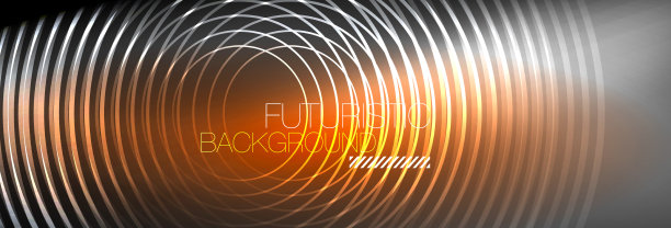 暗抽象背景与发光的霓虹灯圈图片下载