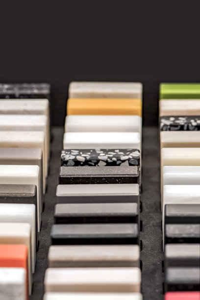 装饰人造石样品，特写。石材样品厨房台面或浴室，现代室内设计图片下载