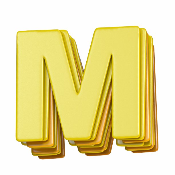 黄色字体字母M 3D图片下载