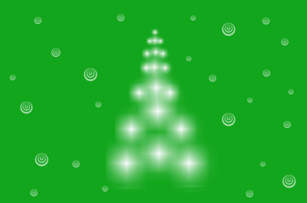 抽象圣诞节蓝色冷杉树与星星在绿色背景与抽象的球图片下载