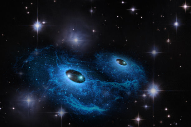 抽象的空间墙纸。恒星上方的星云和外太空的云场是一对黑洞。这张图片的元素是由美国宇航局提供的。图片下载