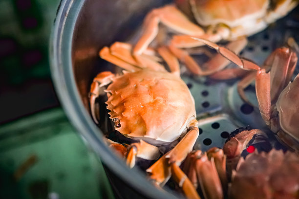 在厨房里煮大闸蟹图片下载