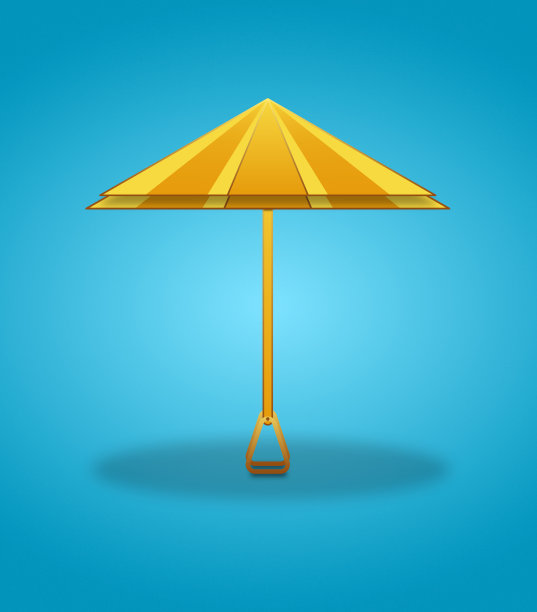 3D沙滩伞孤立在蓝色背景与阴影。与家人一起度假的概念。图片下载