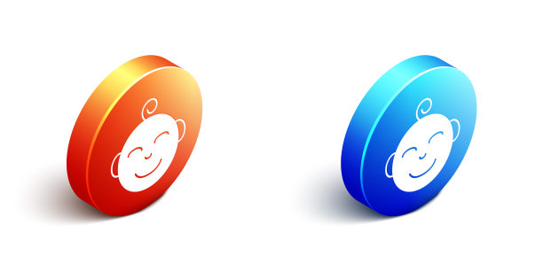 等长快乐小男孩脑袋上的图标被孤立了图片下载