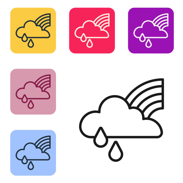 黑线彩虹与云雨的图标图片下载