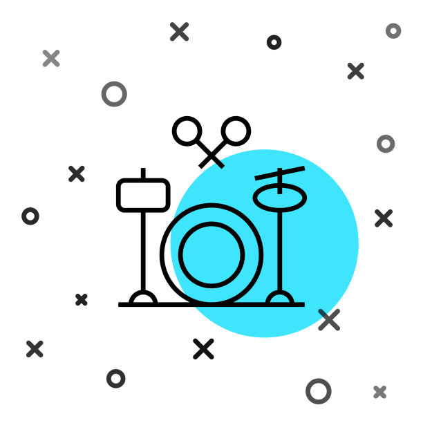 黑色线鼓图标孤立在白色背景图片下载