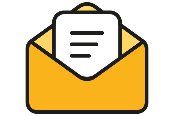邮件信封。黄色信封图标。电子邮件地址符号。信件符号。图片下载