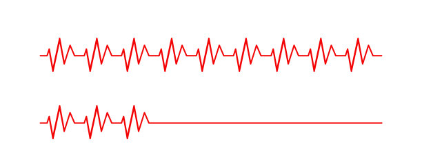 红色心率线。心跳波平。向量图片下载