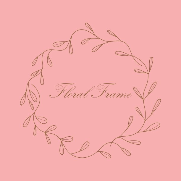 植物圈框架。手绘圆线边界，叶子和复制空间，婚礼邀请和卡片，标志设计和海报模板。优雅的最小风格花卉矢量孤立的插图图片下载