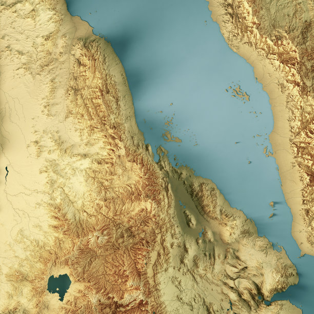 厄立特里亚3D渲染地形图颜色图片下载