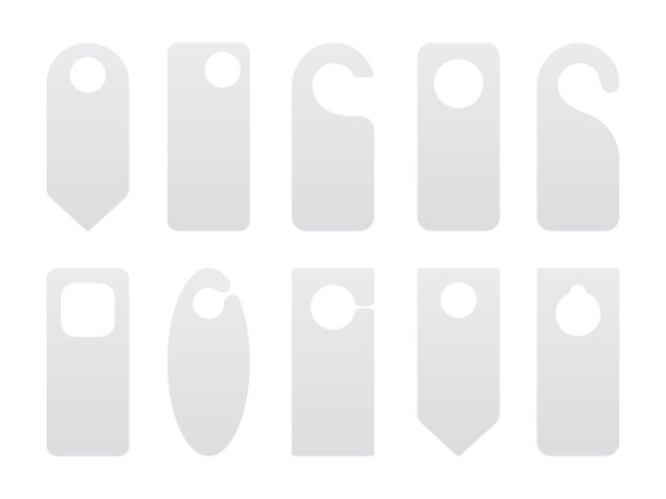 酒店门吊牌模板图标标识集平面风格设计矢量插图。图片下载