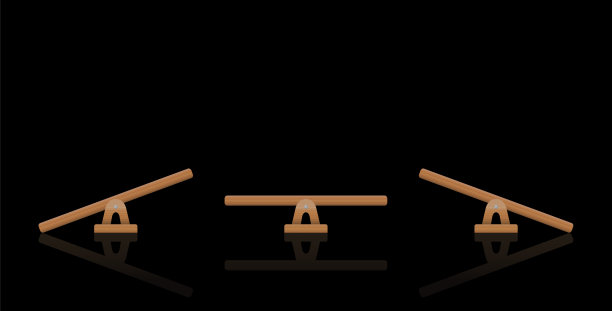 跷跷板的平衡。重量相等和不相等的跷跷板，平衡和不平衡的摇摆。孤立的矢量插图上的黑色背景。图片下载