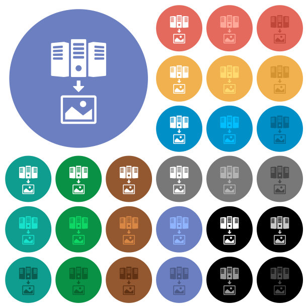 从服务器下载图像立体圆形平面多色图标图片下载