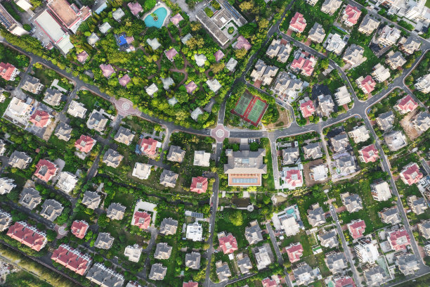 航拍别墅综合体，豪华度假图片下载