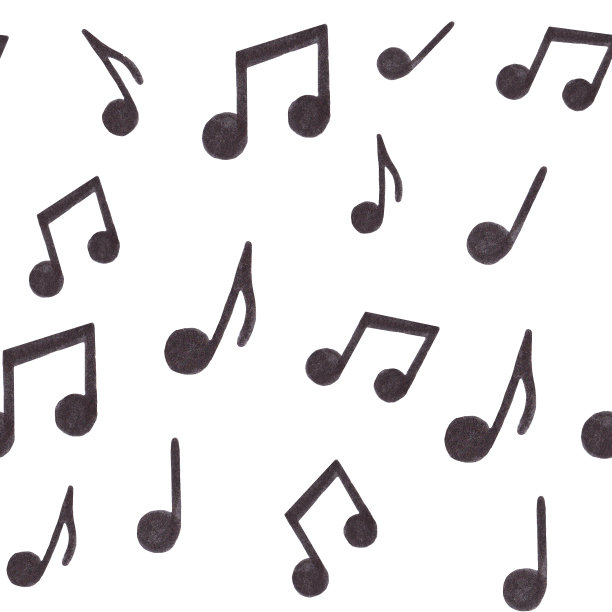 水彩无缝图案与音符。音乐,欢快的风格。歌,旋律。用于装饰和设计。图片下载