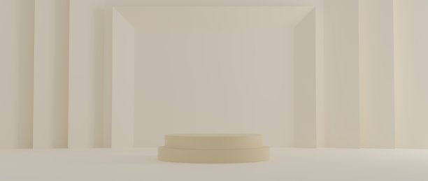 化妆品讲台产品最小的场景平台米色背景3d渲染。粉彩白色模型的展示架。站在台座上展示美丽的背景。简单的圆柱体蜡笔设计图片下载