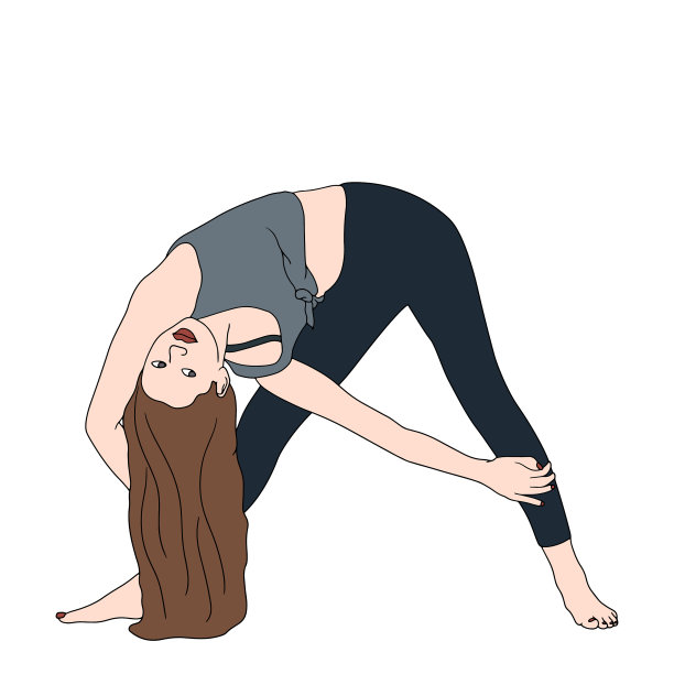 年轻女性在瑜伽姿势手画平图片下载