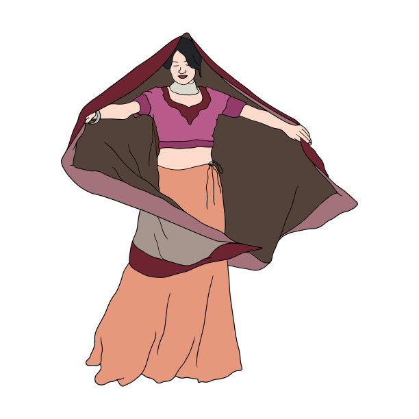 用传统印度语手绘的印度妇女图片下载