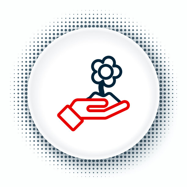 线手捧花图标孤立在白色上图片下载