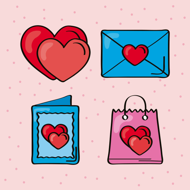 四个爱的涂鸦图标图片下载