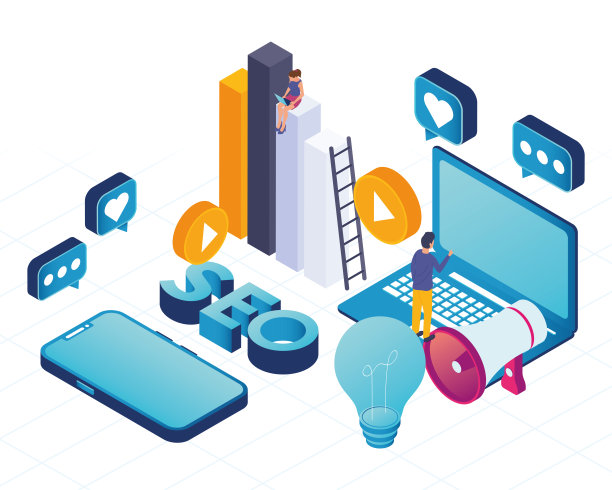 带有营销图标的笔记本电脑图片下载