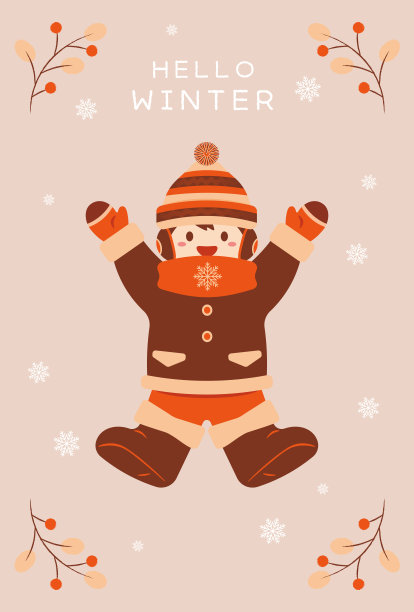 男孩,冬天的明信片。图片下载