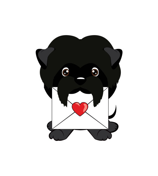 可爱的毛茸茸的狗在送信封图片下载