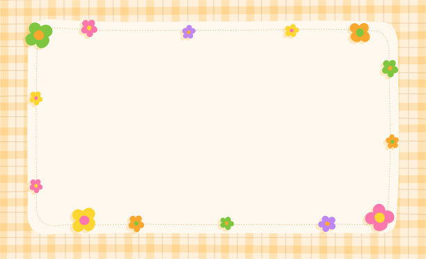 可爱的彩色装饰元素花瓣粉彩奶油象牙灰白色格子图案纸背景框边框。空白笔记矢量插图。可编辑的中风。图片下载