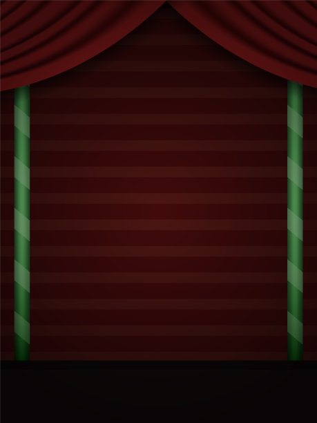 破旧的房间，有垃圾红色墙纸和窗帘图片下载