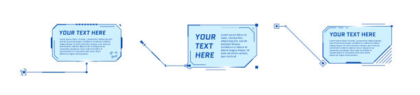 HUD白色背景上的未来主义风格标注标题。信息图呼叫箭头框条和现代数字信息蓝色框架布局模板。界面UI和GUI元素集。矢量图图片下载