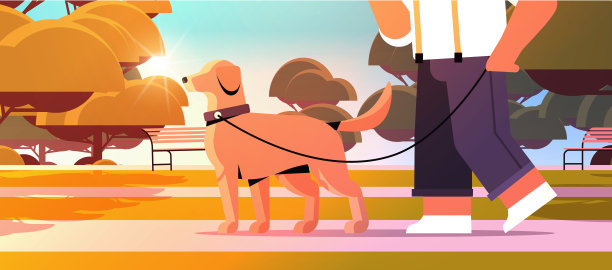 年轻男子在公园遛狗，男主人和可爱的家养动物的友谊与宠物概念图片下载