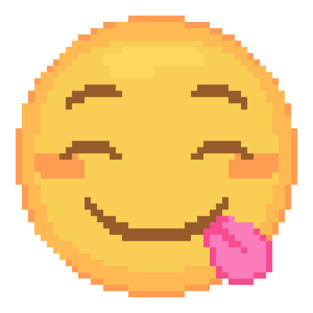 像素艺术饥渴愚蠢的表情符号。图片下载