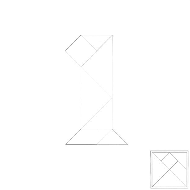 各种七巧板拼图，白色背景，黑色轮廓版图片下载