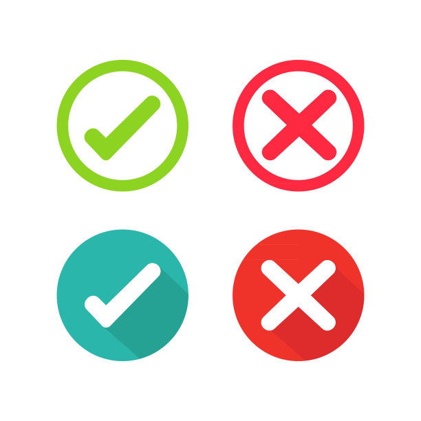 绿色的复选框和红色的错误复选框图片下载