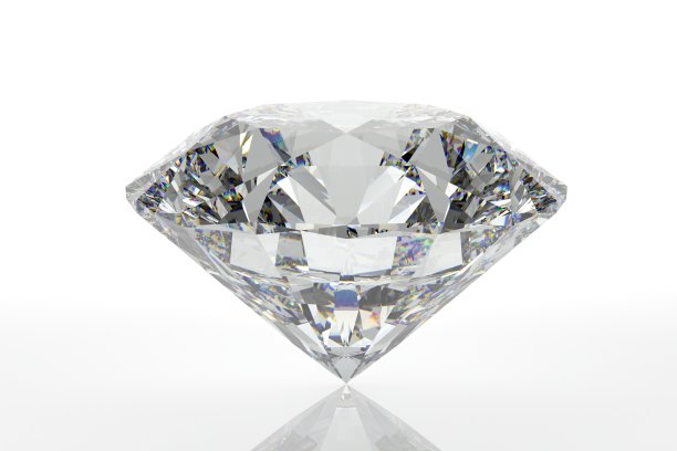 3D渲染钻石在白色背景与反射图片下载