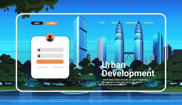 城市发展网站登陆页面模板城市景观背景横向图片下载