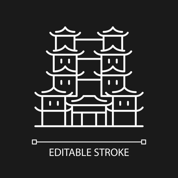 佛牙寺白色线性图标为黑色主题图片下载