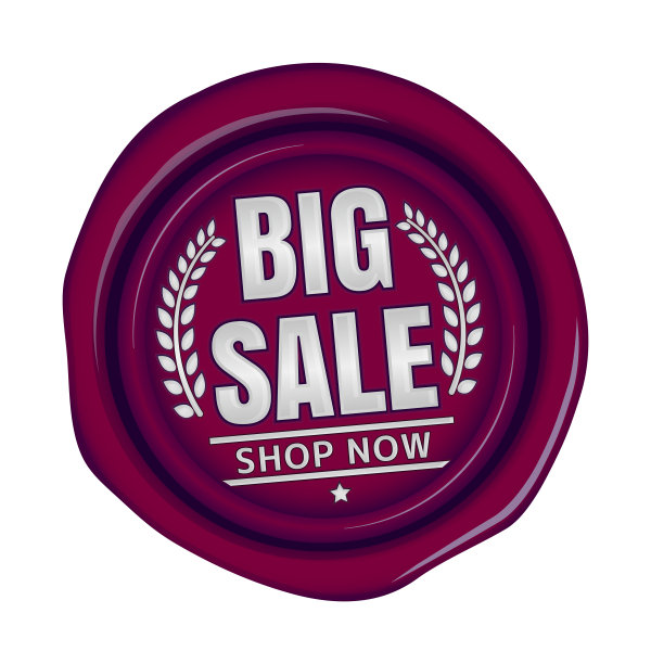 电子商务网站大拍卖图标插图等(密封蜡图案)图片下载