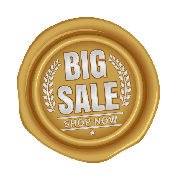 电子商务网站大拍卖图标插图等(密封蜡图案)图片下载