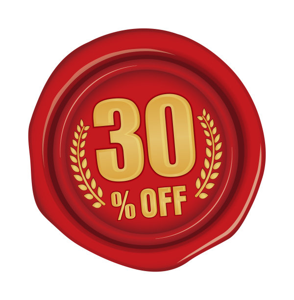 电子商务网站等的30%折扣图标插图(密封蜡图案)图片下载
