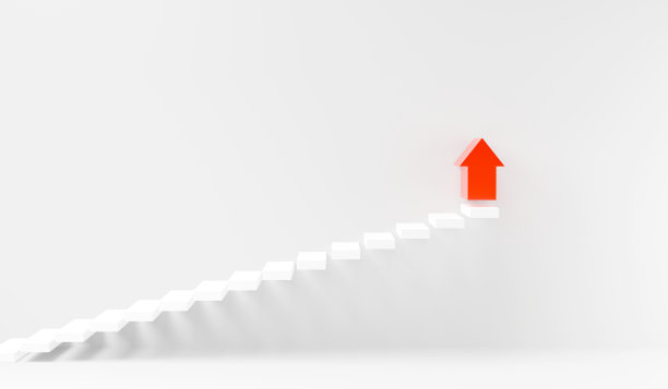 楼梯向上迈步走向成功，室内白墙上，业务增长图片下载