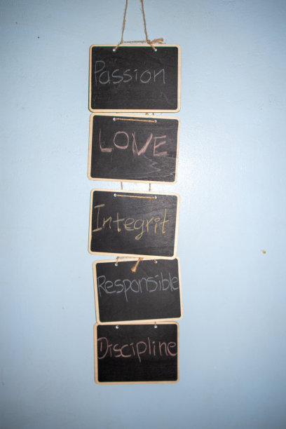白板上的字是爱、热情、正直、负责和纪律图片下载