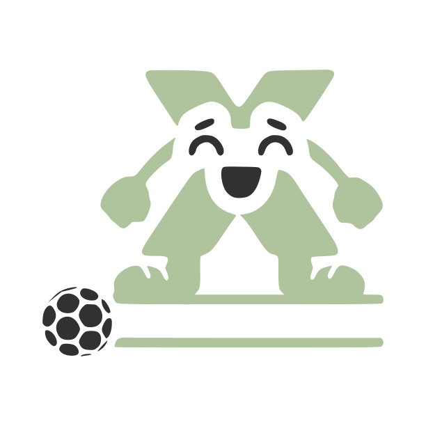 快乐字母x字符足球运动员个性化的字母组合，矢量符号，标志或初步设计。图片下载