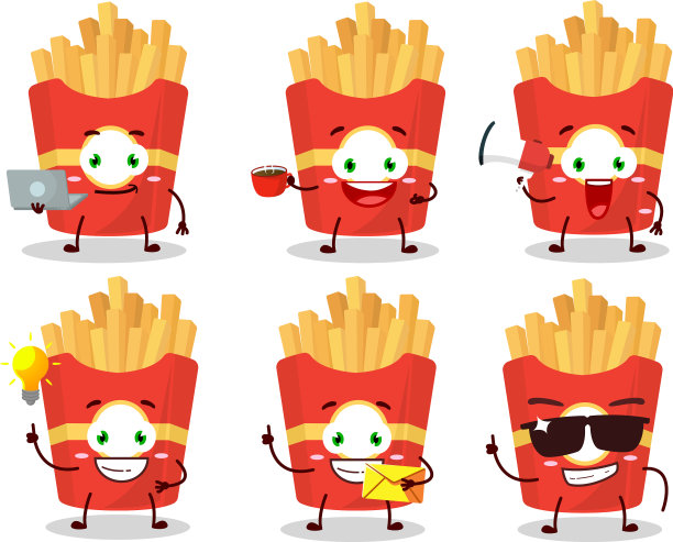 各种类型的薯条卡通人物图片下载