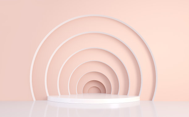 最小抽象几何裙。产品展示平台，模拟背景。三维渲染图片下载