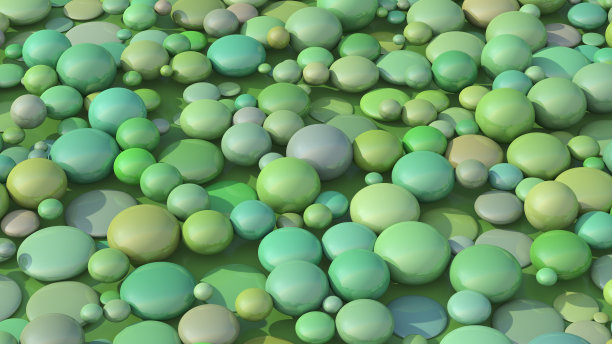 绿色球变形。抽象插图，3d渲染。图片下载