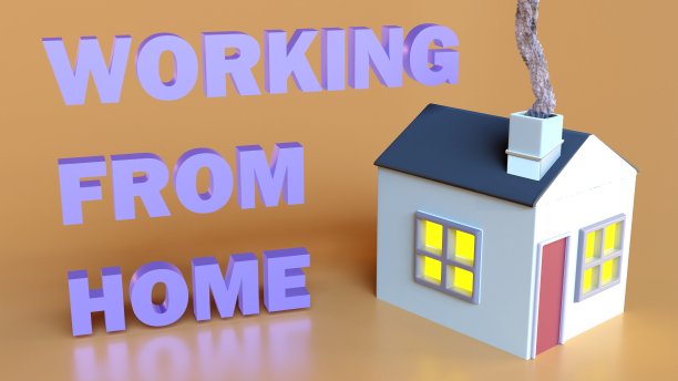3D插图-“在家工作”。图片下载