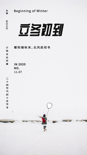 摄影大气创意立冬节气手机海报素材图片