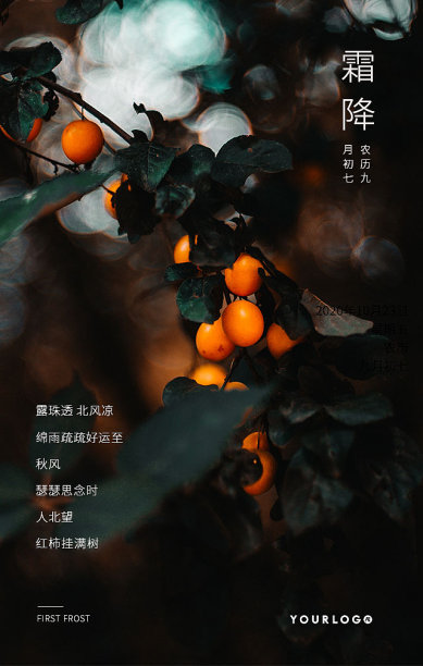 大气简约节气霜降二十四节气日签图片下载