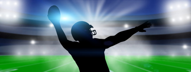 美国橄榄球运动员在体育场背景。图片下载